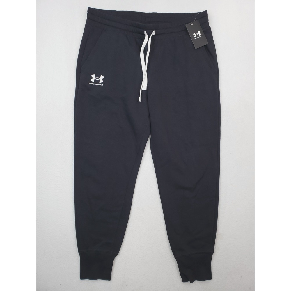 Under Armour Joggers Womens Large Black Rival Fleece Sweatpants Gym Training